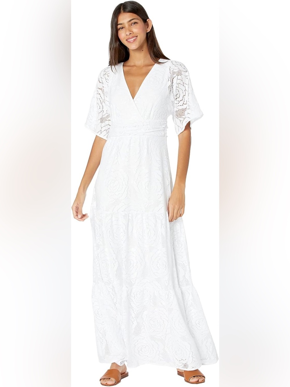 Lilly Pulitzer White Lace Wrap Maxi Dress